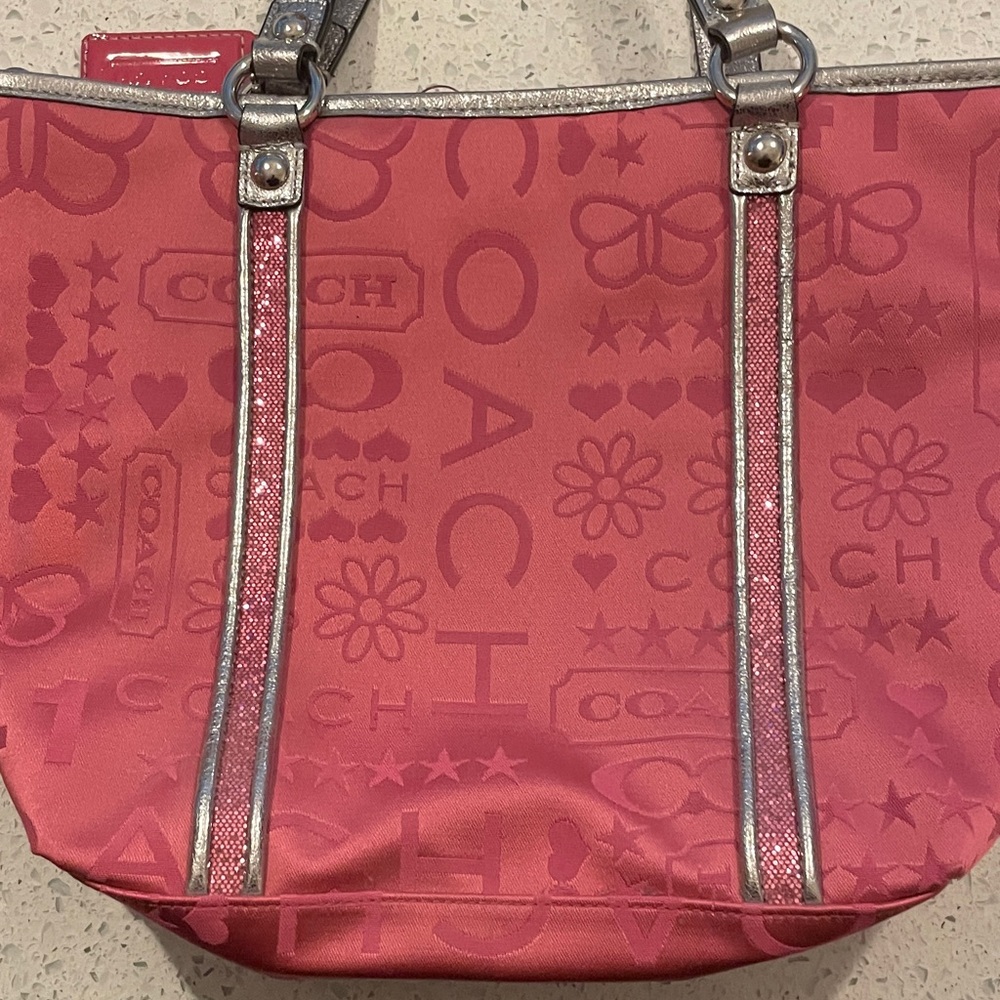 Coach Rose Pink Tote with Silver Accents